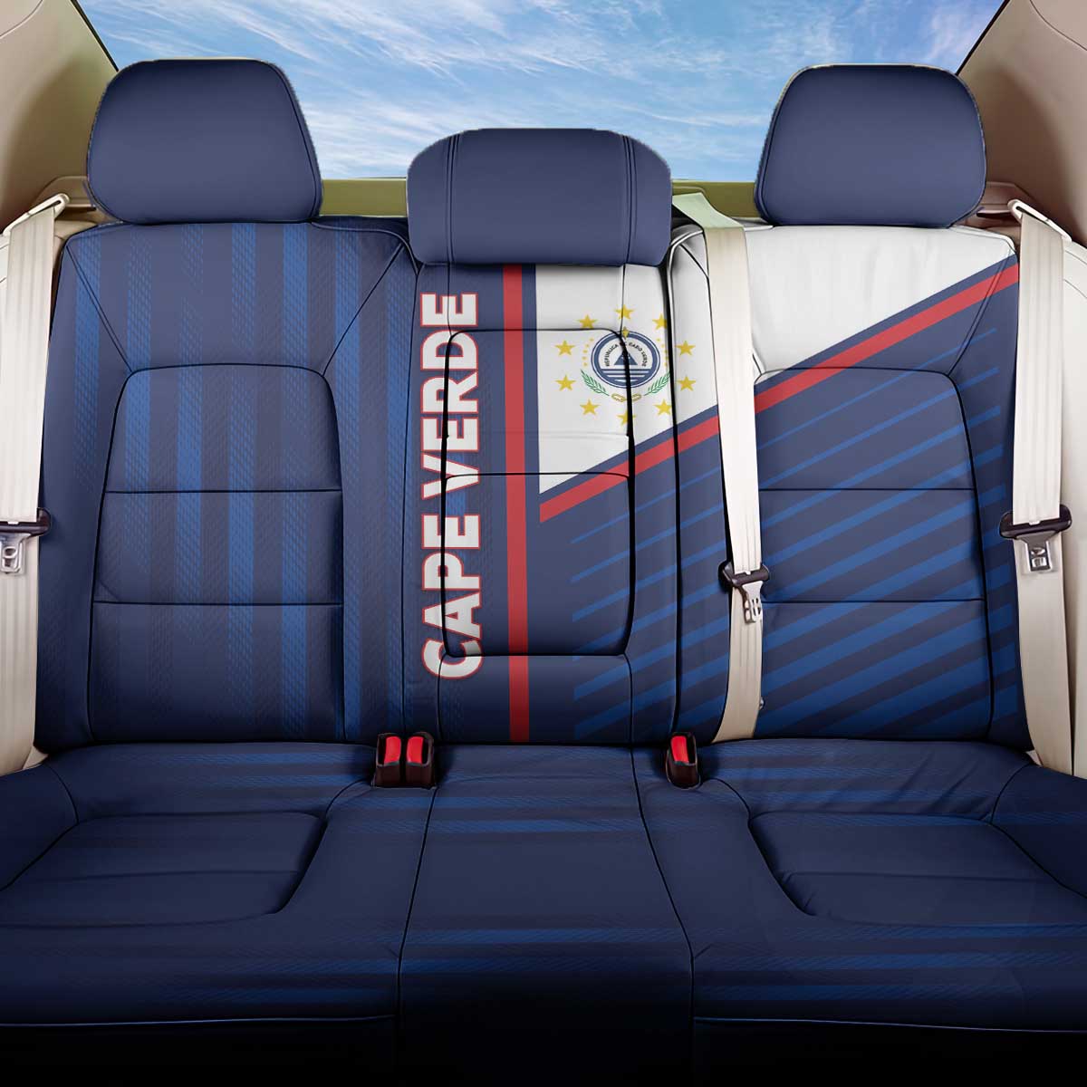Cape Verde Football Back Car Seat Cover Unique Style - Wonder Print Shop