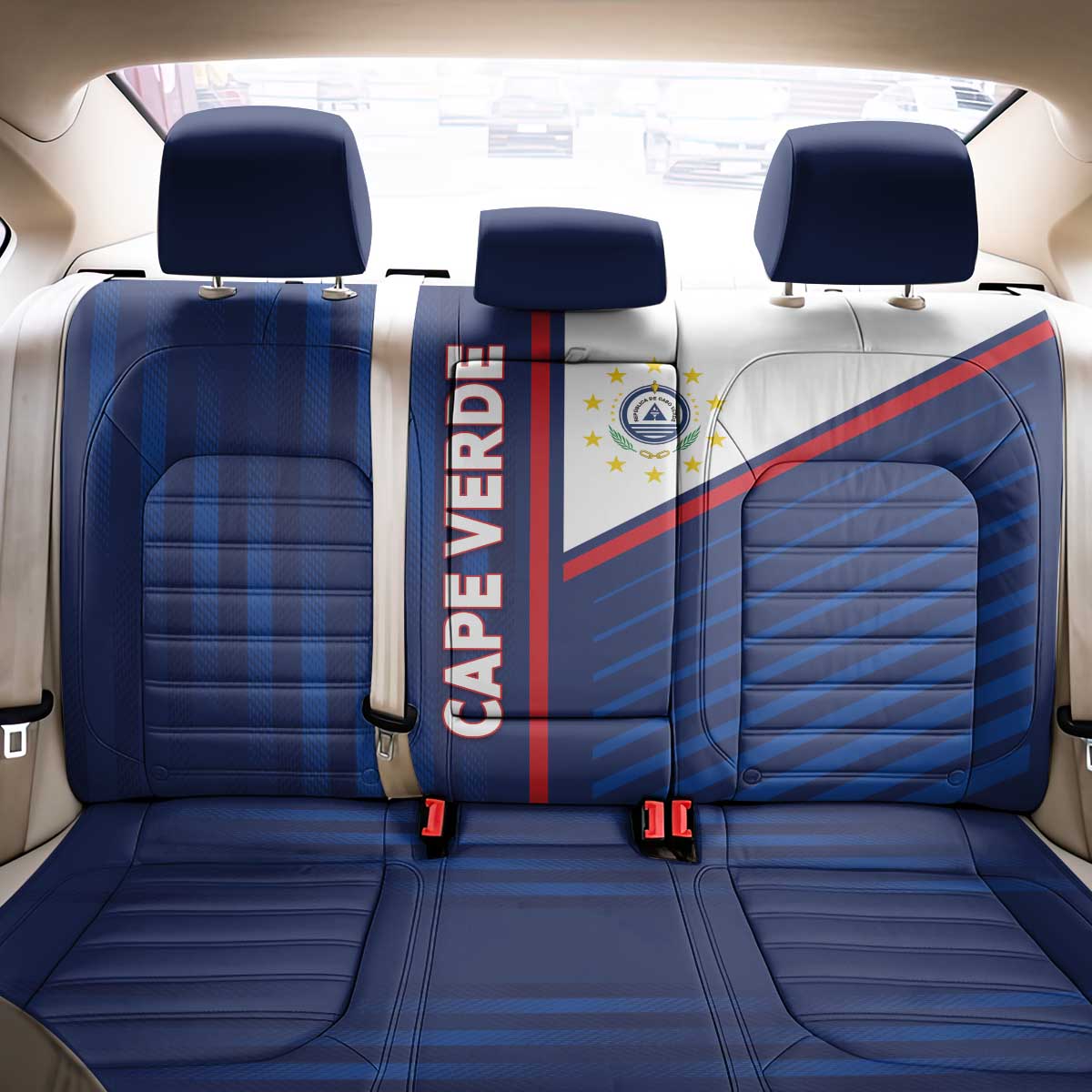Cape Verde Football Back Car Seat Cover Unique Style - Wonder Print Shop