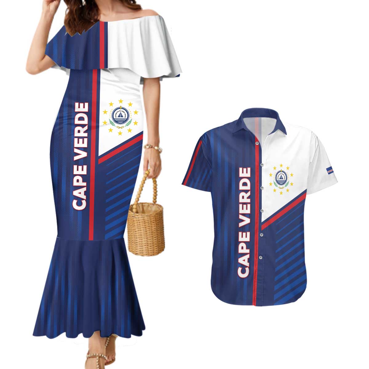 Custom Cape Verde Football Couples Matching Mermaid Dress and Hawaiian Shirt Unique Style - Wonder Print Shop