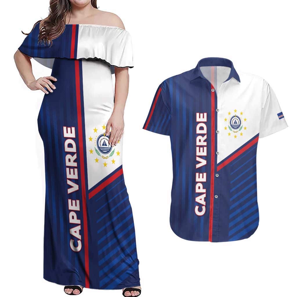 Custom Cape Verde Football Couples Matching Off Shoulder Maxi Dress and Hawaiian Shirt Unique Style - Wonder Print Shop