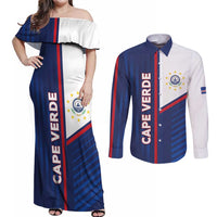 Custom Cape Verde Football Couples Matching Off Shoulder Maxi Dress and Long Sleeve Button Shirt Unique Style - Wonder Print Shop