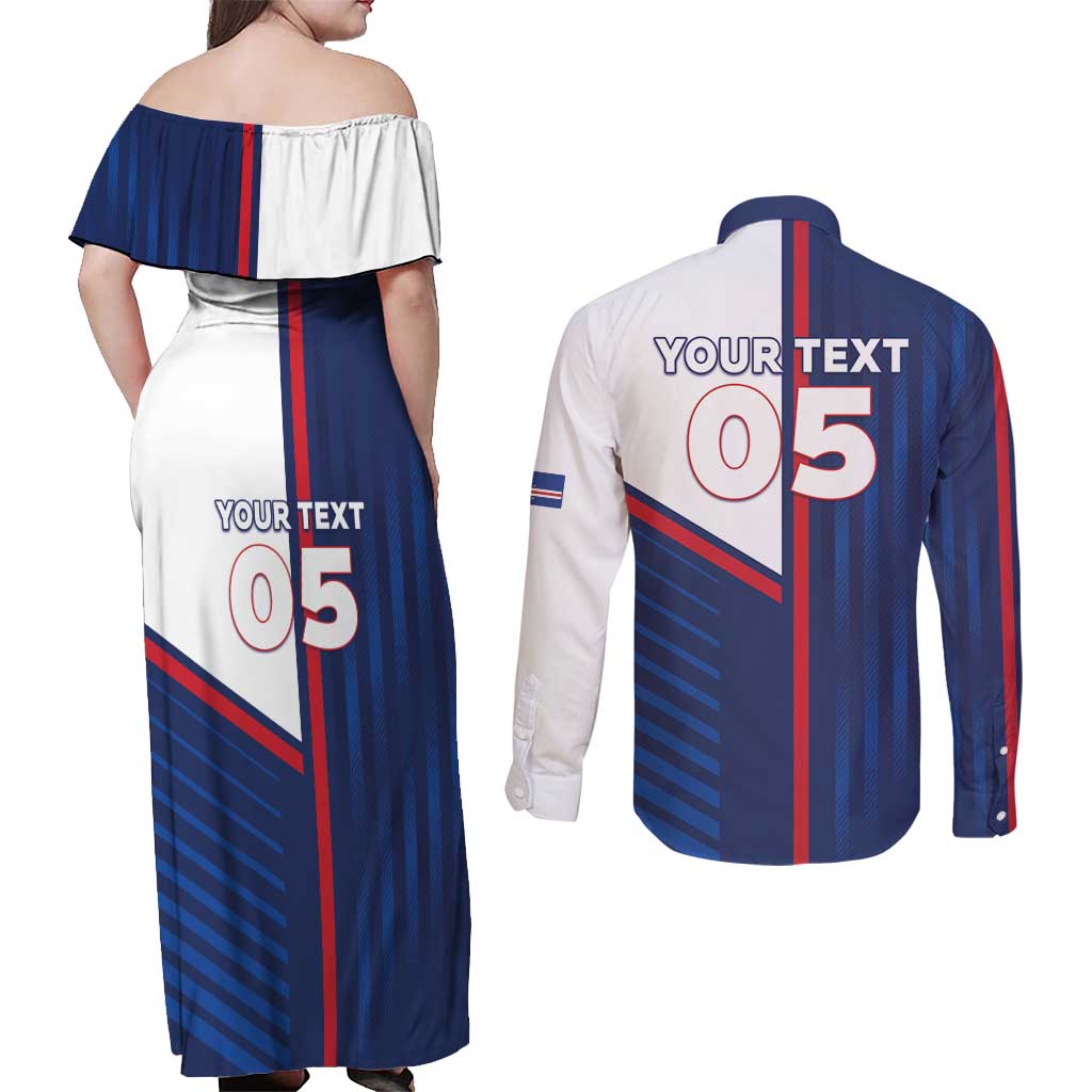 Custom Cape Verde Football Couples Matching Off Shoulder Maxi Dress and Long Sleeve Button Shirt Unique Style - Wonder Print Shop
