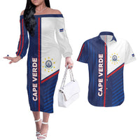 Custom Cape Verde Football Couples Matching Off The Shoulder Long Sleeve Dress and Hawaiian Shirt Unique Style - Wonder Print Shop
