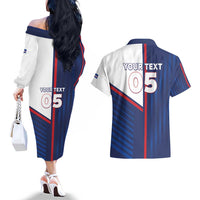 Custom Cape Verde Football Couples Matching Off The Shoulder Long Sleeve Dress and Hawaiian Shirt Unique Style - Wonder Print Shop