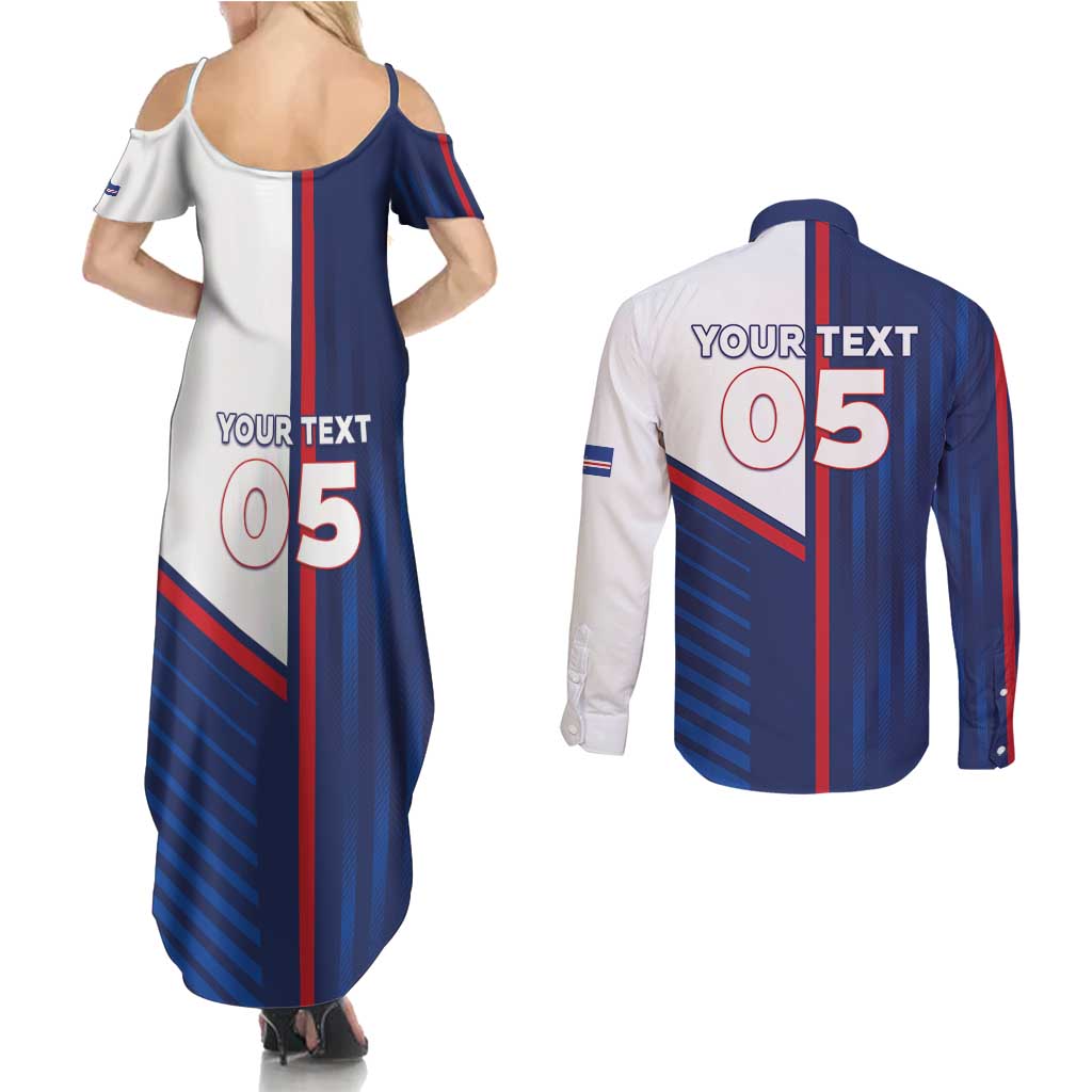 Custom Cape Verde Football Couples Matching Summer Maxi Dress and Long Sleeve Button Shirt Unique Style - Wonder Print Shop
