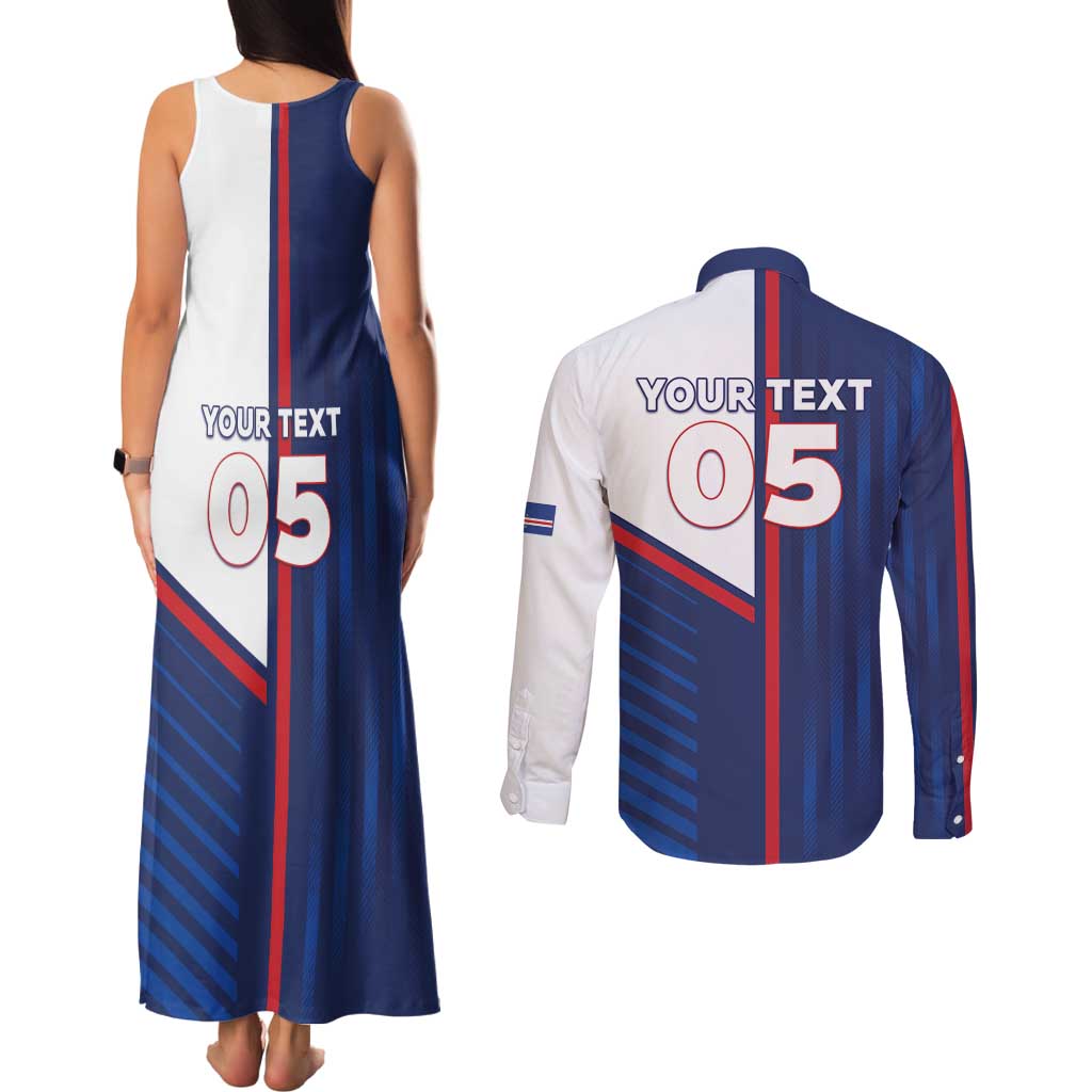 Custom Cape Verde Football Couples Matching Tank Maxi Dress and Long Sleeve Button Shirt Unique Style - Wonder Print Shop