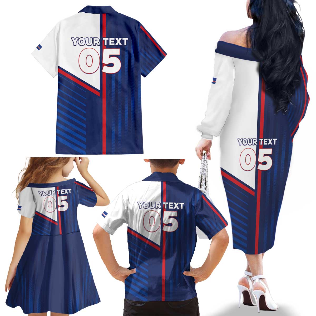 Custom Cape Verde Football Family Matching Off The Shoulder Long Sleeve Dress and Hawaiian Shirt Unique Style - Wonder Print Shop