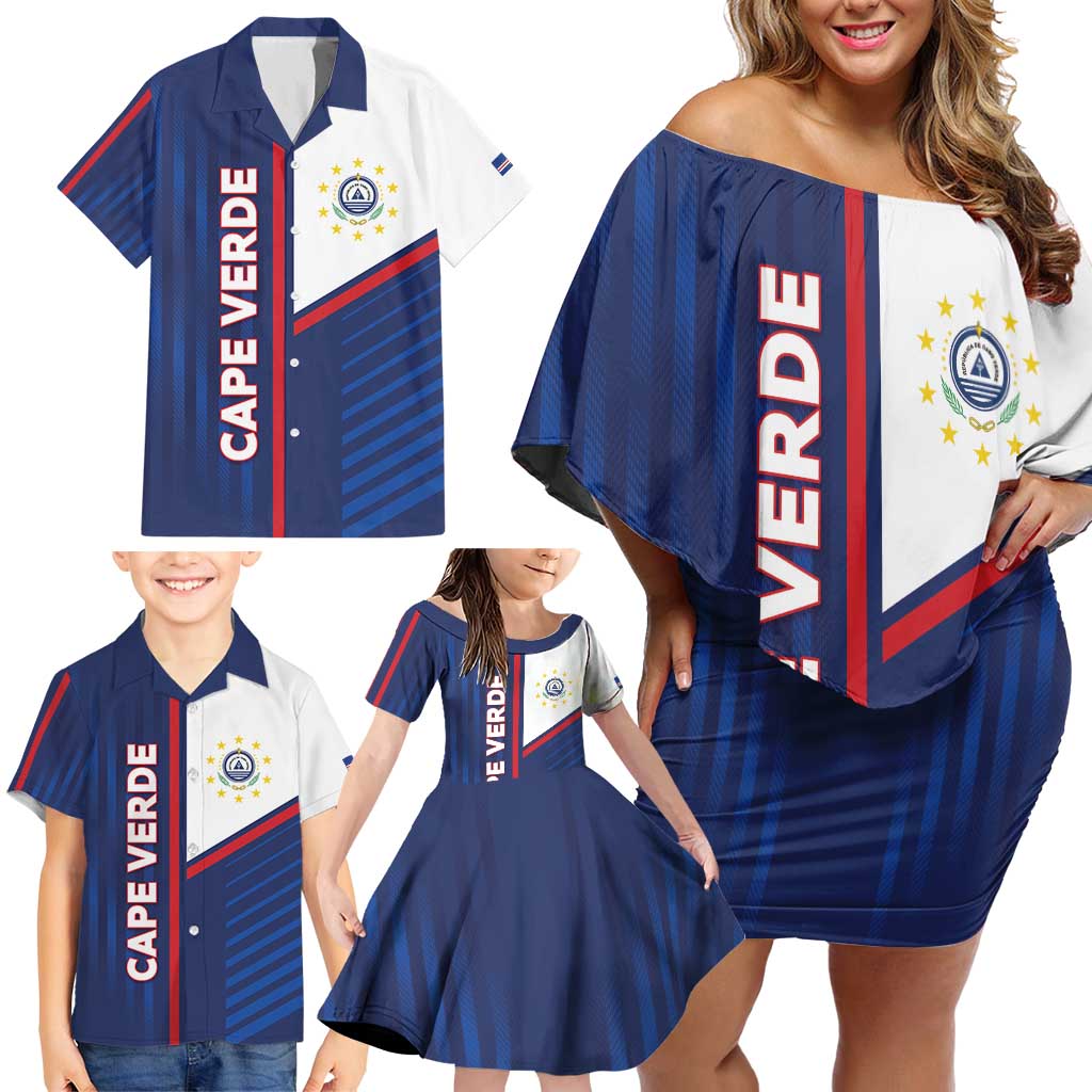 Custom Cape Verde Football Family Matching Off Shoulder Short Dress and Hawaiian Shirt Unique Style - Wonder Print Shop