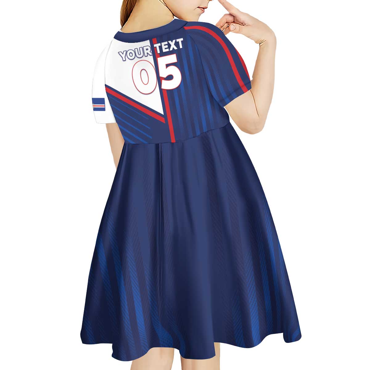 Custom Cape Verde Football Kid Short Sleeve Dress Unique Style - Wonder Print Shop