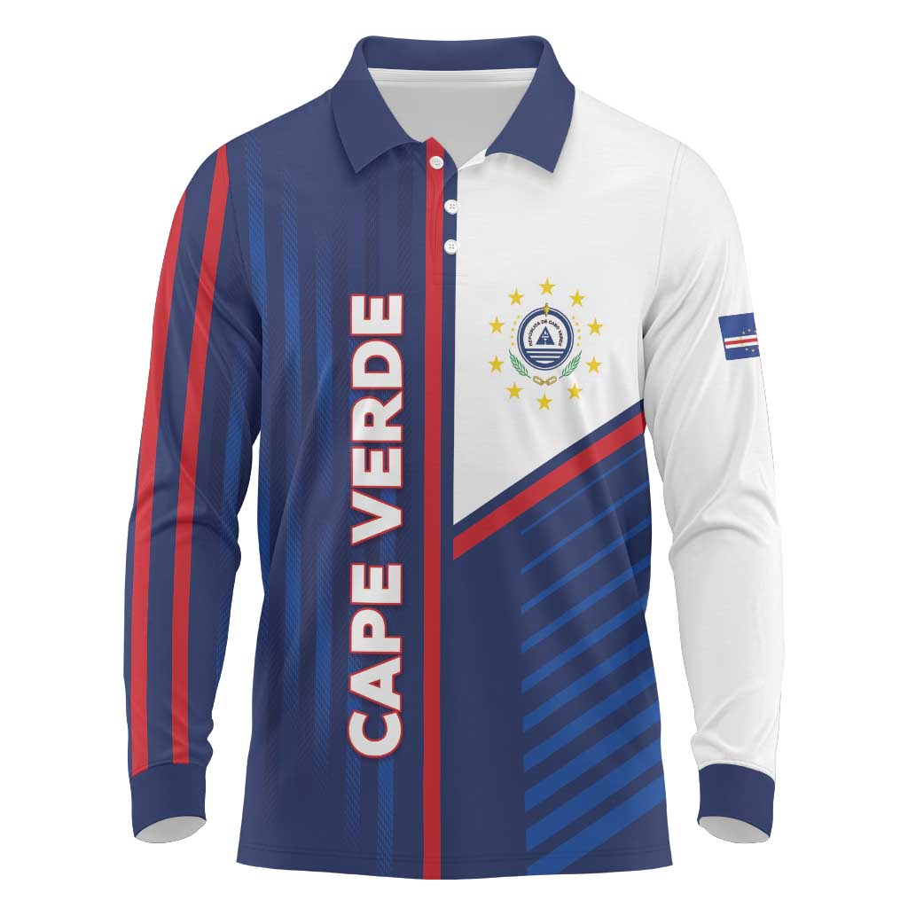 Custom Cape Verde Football Long Sleeve Polo Shirt Unique Style - Wonder Print Shop
