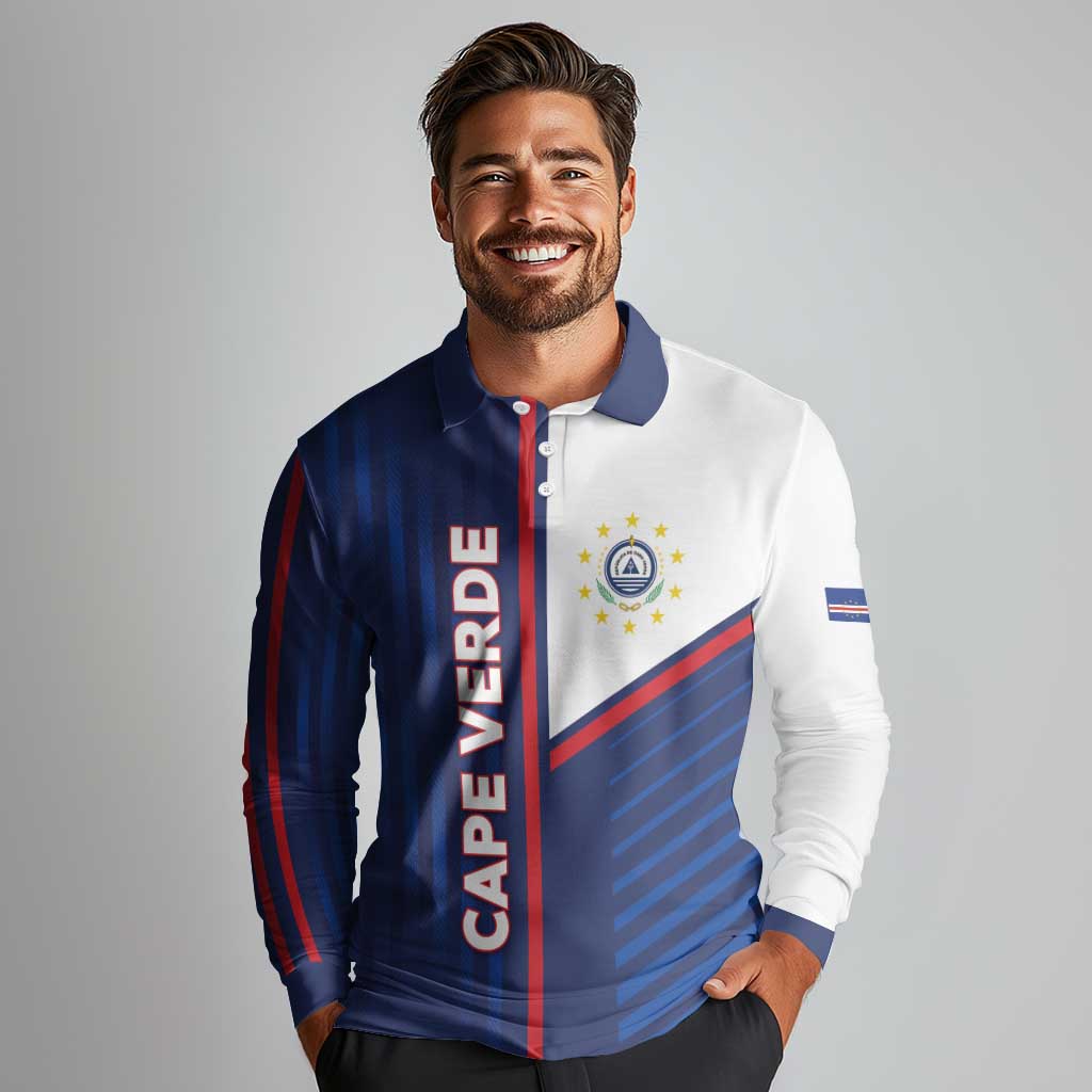 Custom Cape Verde Football Long Sleeve Polo Shirt Unique Style - Wonder Print Shop