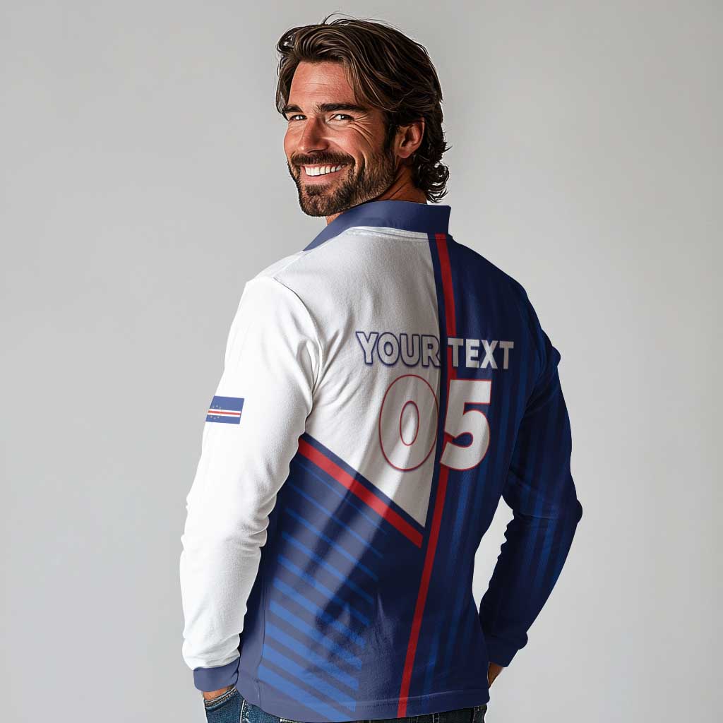 Custom Cape Verde Football Long Sleeve Polo Shirt Unique Style - Wonder Print Shop