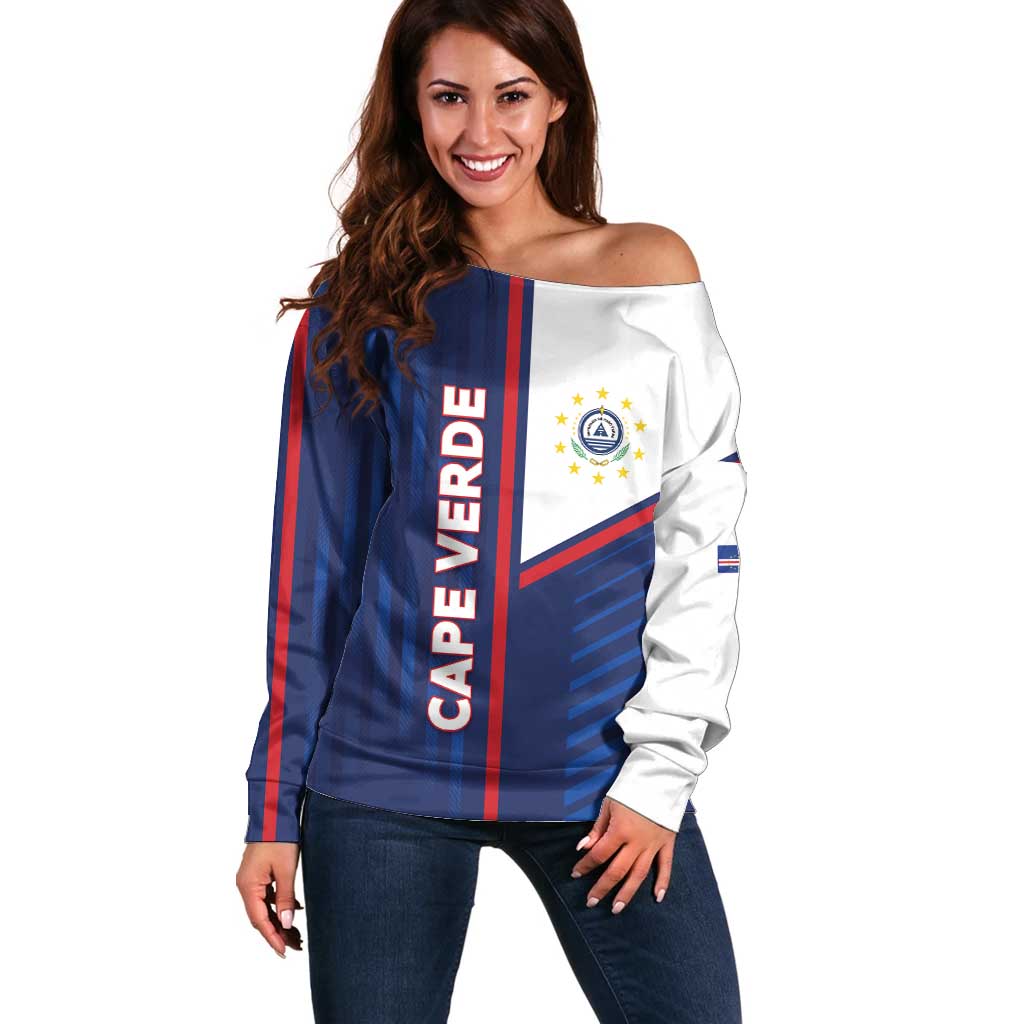 Custom Cape Verde Football Off Shoulder Sweater Unique Style - Wonder Print Shop