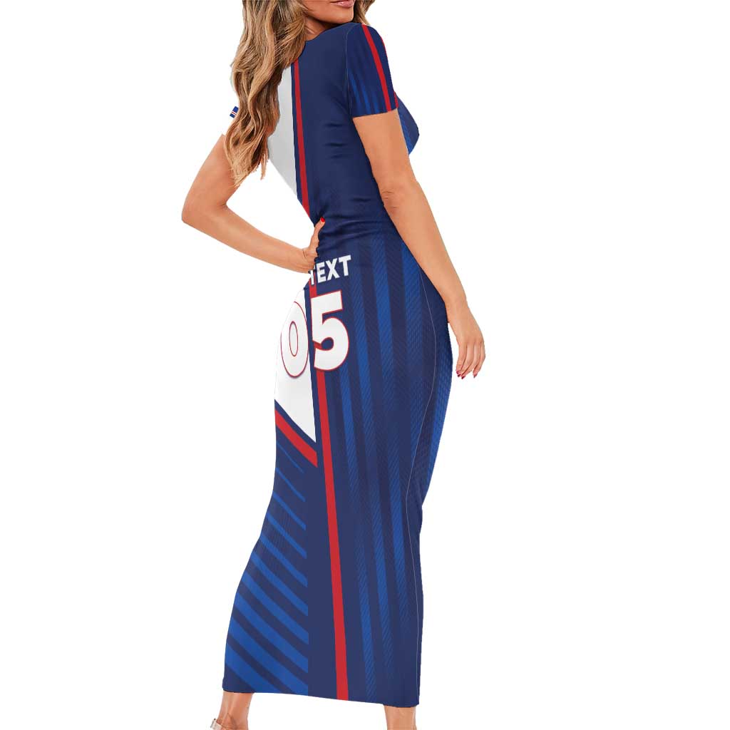 Custom Cape Verde Football Short Sleeve Bodycon Dress Unique Style - Wonder Print Shop