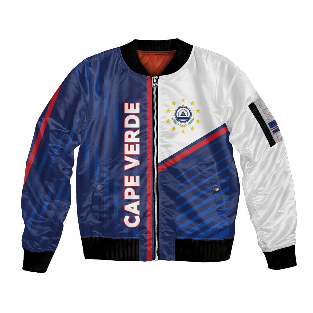 Custom Cape Verde Football Sleeve Zip Bomber Jacket Unique Style - Wonder Print Shop