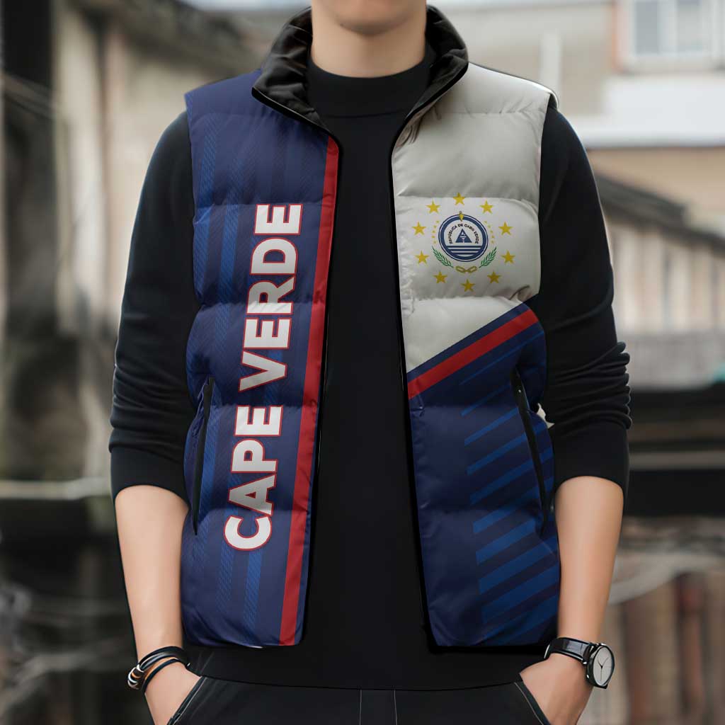 Custom Cape Verde Football Sleeveless Puffer Jacket Unique Style - Wonder Print Shop