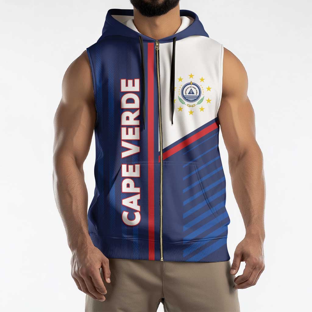 Custom Cape Verde Football Sleeveless Zip Hoodie Unique Style - Wonder Print Shop