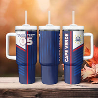 Custom Cape Verde Football Tumbler With Handle Unique Style - Wonder Print Shop
