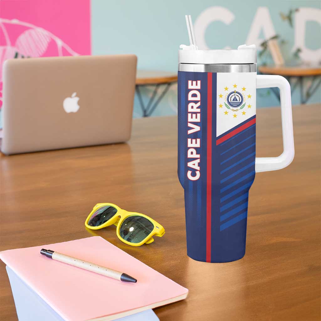 Custom Cape Verde Football Tumbler With Handle Unique Style - Wonder Print Shop