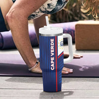 Custom Cape Verde Football Tumbler With Handle Unique Style - Wonder Print Shop
