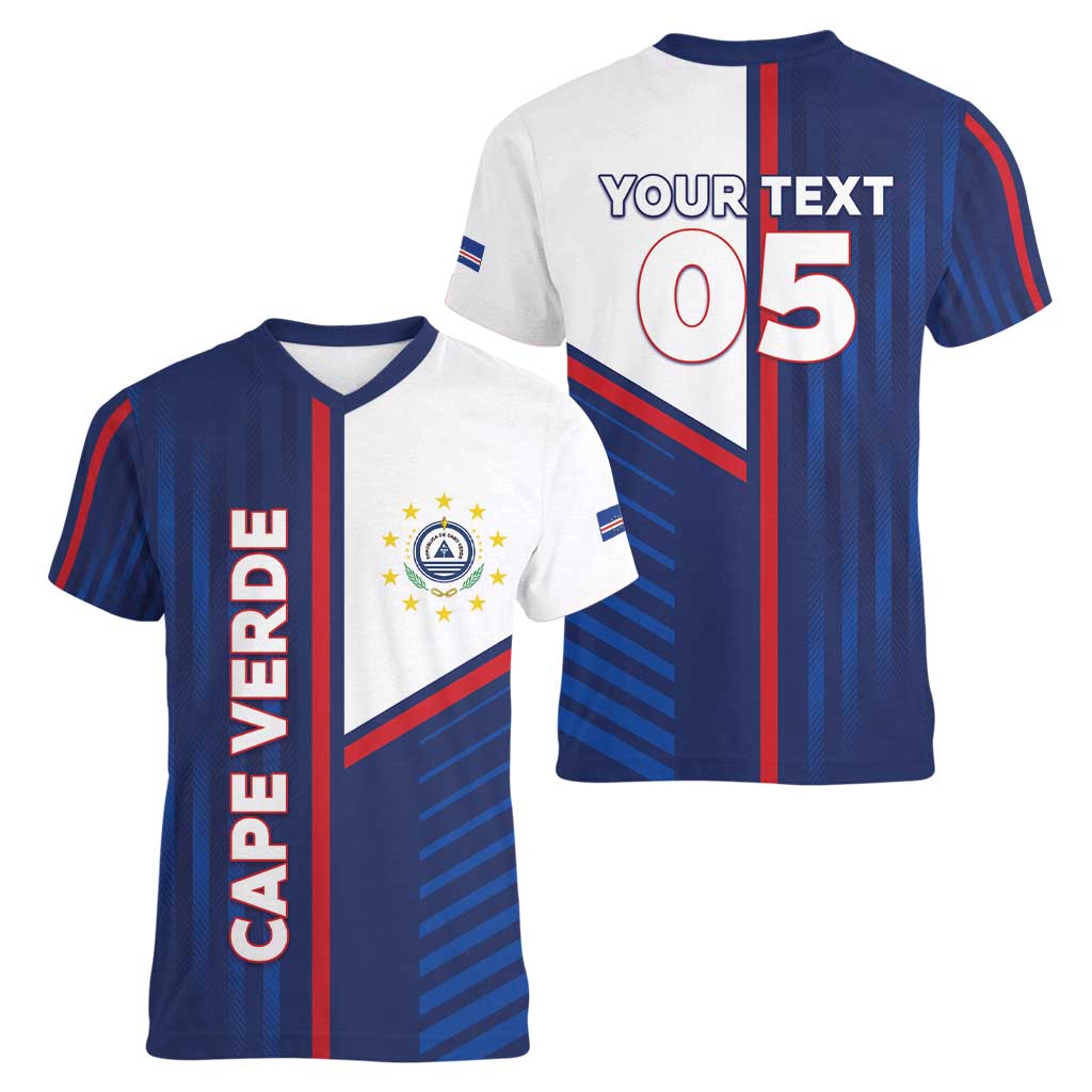 Custom Cape Verde Football Women V-Neck T-Shirt Unique Style - Wonder Print Shop