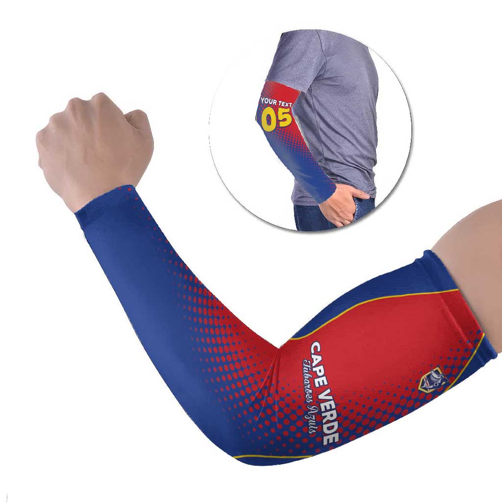Custom Cape Verde Football Arm Sleeves Blue Sharks Make History - Wonder Print Shop