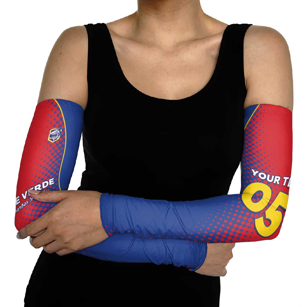 Custom Cape Verde Football Arm Sleeves Blue Sharks Make History - Wonder Print Shop
