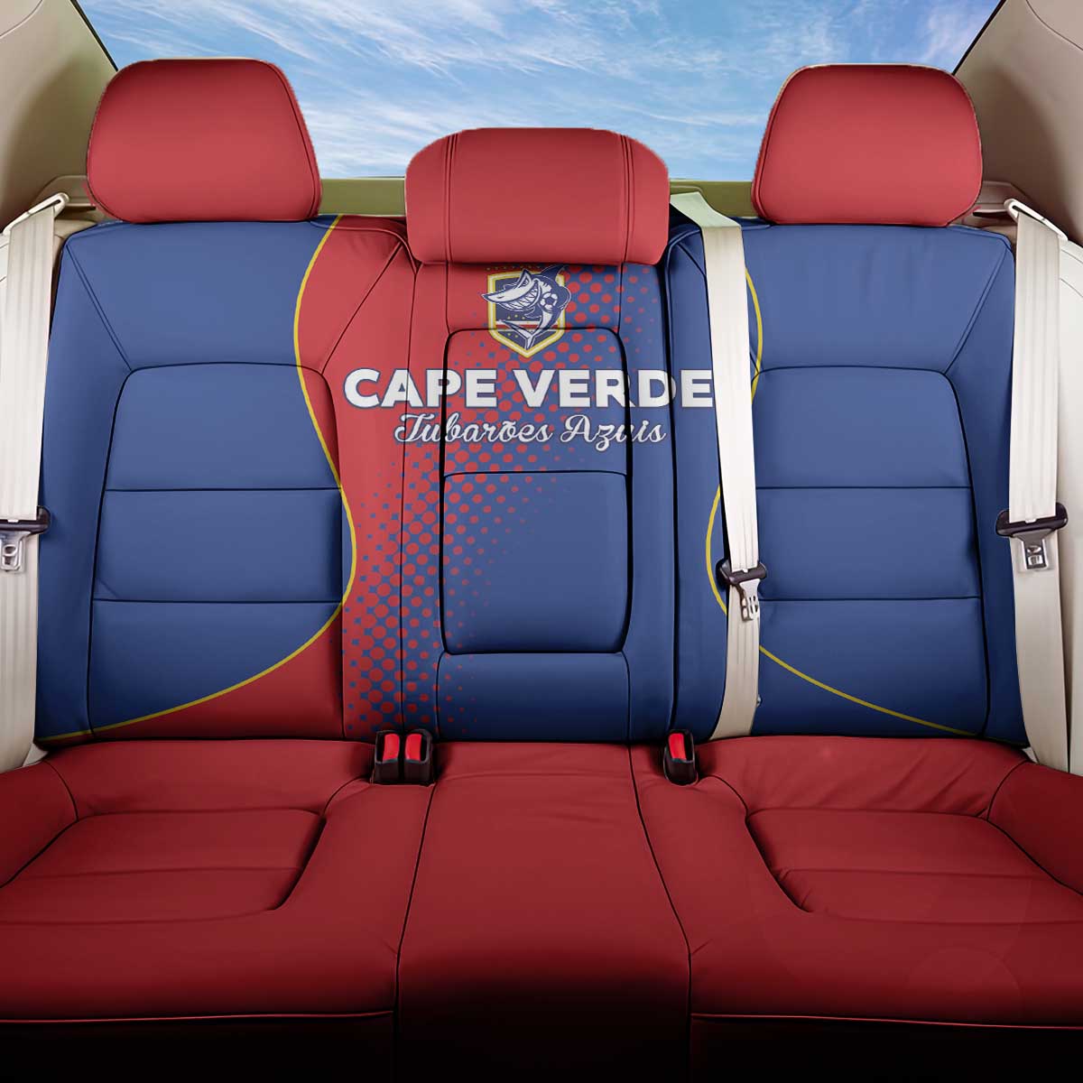 Cape Verde Football Back Car Seat Cover Blue Sharks Make History - Wonder Print Shop