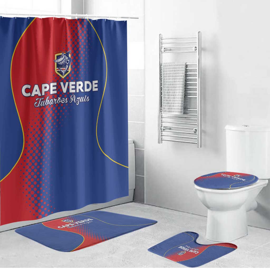 Cape Verde Football Bathroom Set Blue Sharks Make History - Wonder Print Shop