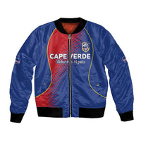 Custom Cape Verde Football Bomber Jacket Blue Sharks Make History - Wonder Print Shop