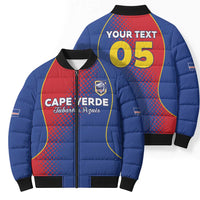 Custom Cape Verde Football Bomber Puffer Jacket Blue Sharks Make History - Wonder Print Shop