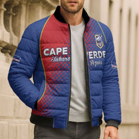 Custom Cape Verde Football Bomber Puffer Jacket Blue Sharks Make History - Wonder Print Shop
