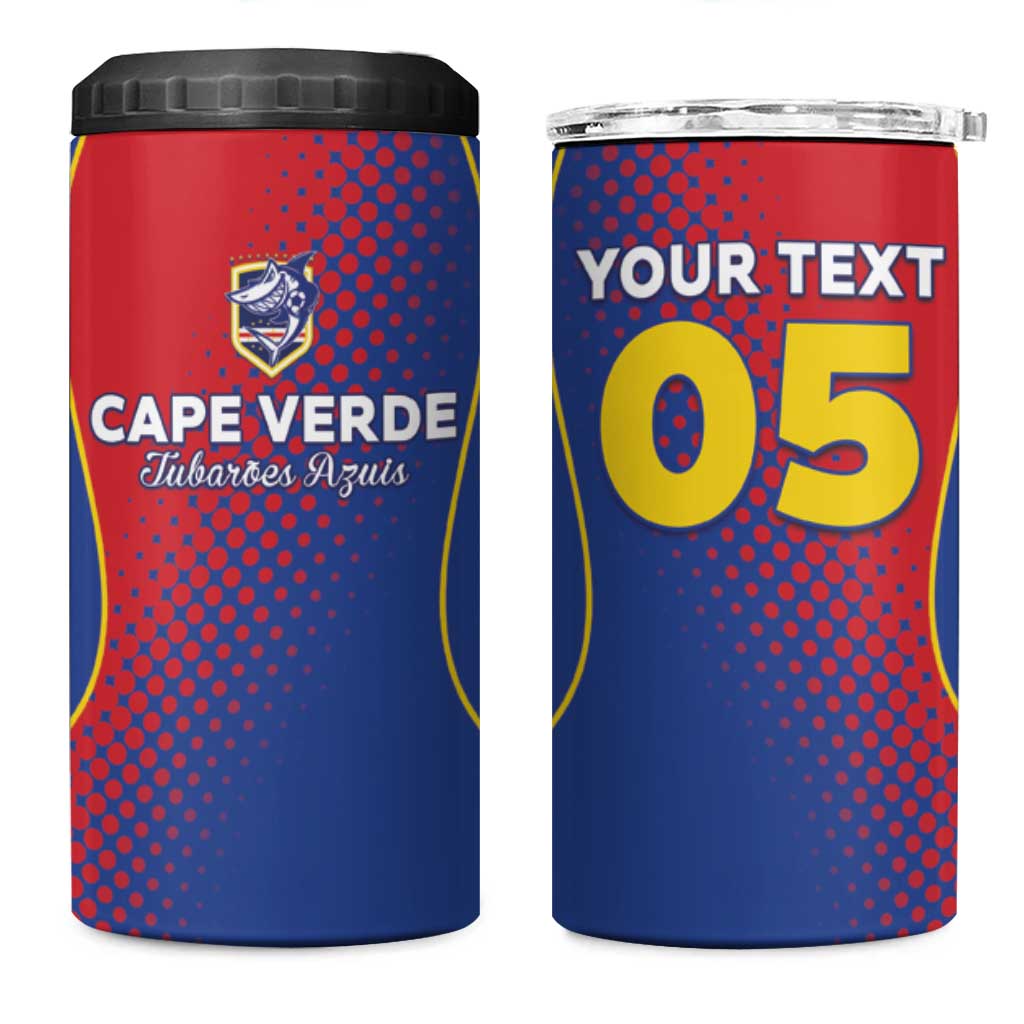 Custom Cape Verde Football 4 in 1 Can Cooler Tumbler Blue Sharks Make History - Wonder Print Shop