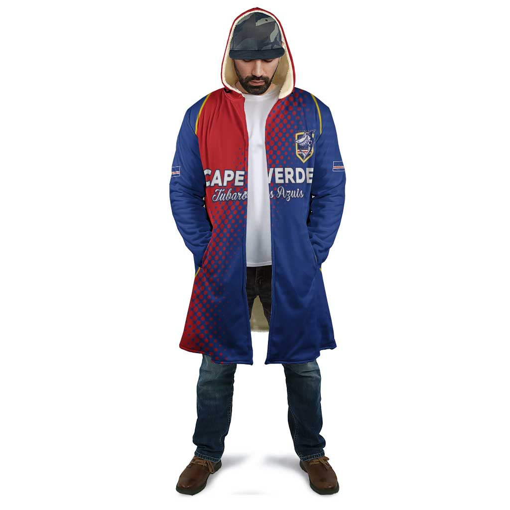 Custom Cape Verde Football Cloak Blue Sharks Make History - Wonder Print Shop