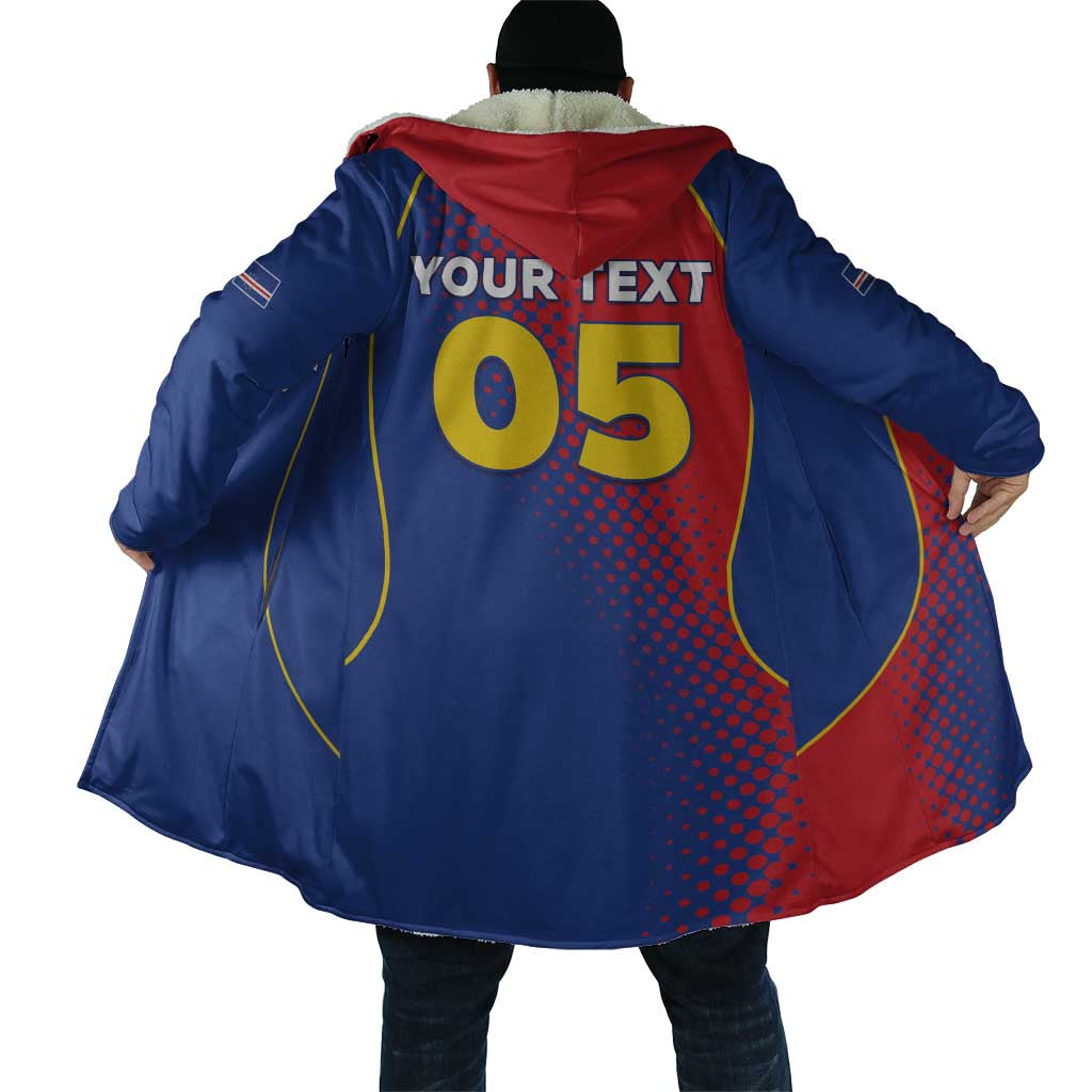 Custom Cape Verde Football Cloak Blue Sharks Make History - Wonder Print Shop