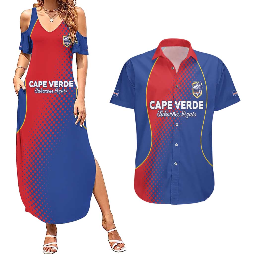 Custom Cape Verde Football Couples Matching Summer Maxi Dress and Hawaiian Shirt Blue Sharks Make History - Wonder Print Shop