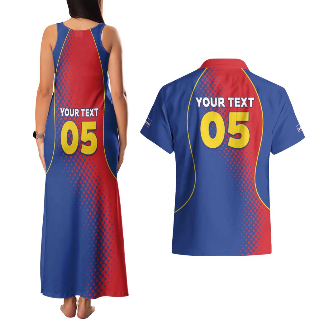 Custom Cape Verde Football Couples Matching Tank Maxi Dress and Hawaiian Shirt Blue Sharks Make History - Wonder Print Shop