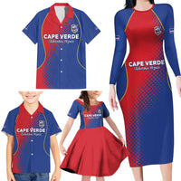 Custom Cape Verde Football Family Matching Long Sleeve Bodycon Dress and Hawaiian Shirt Blue Sharks Make History - Wonder Print Shop