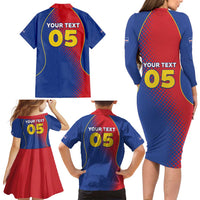 Custom Cape Verde Football Family Matching Long Sleeve Bodycon Dress and Hawaiian Shirt Blue Sharks Make History - Wonder Print Shop