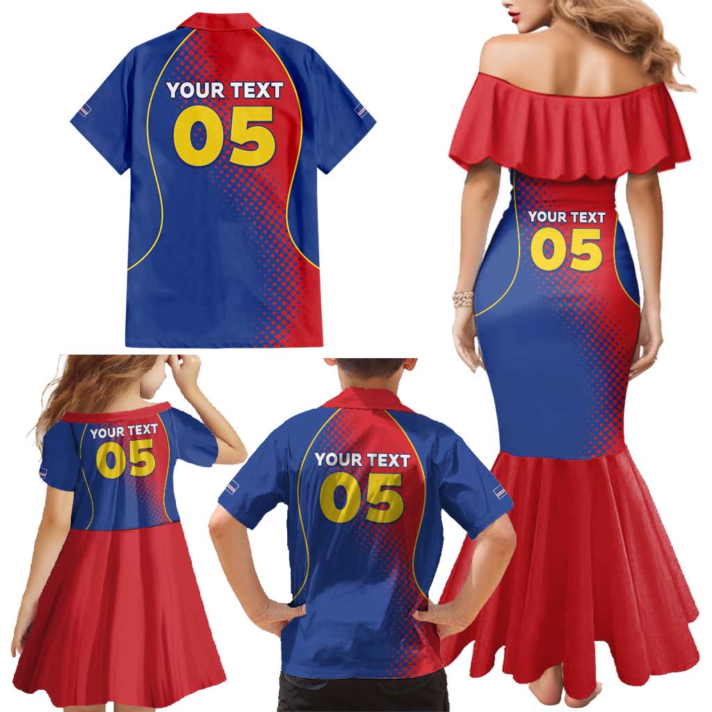 Custom Cape Verde Football Family Matching Mermaid Dress and Hawaiian Shirt Blue Sharks Make History - Wonder Print Shop