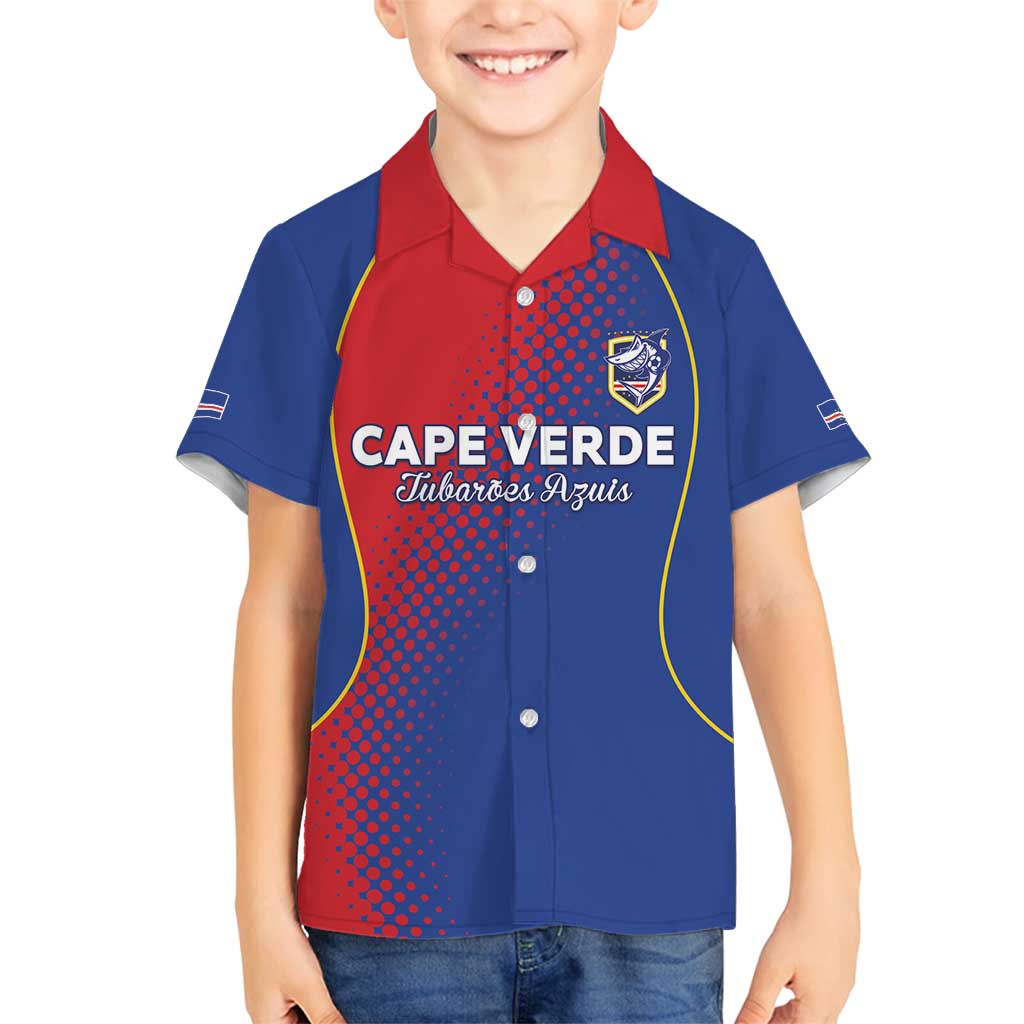 Custom Cape Verde Football Family Matching Puletasi and Hawaiian Shirt Blue Sharks Make History - Wonder Print Shop