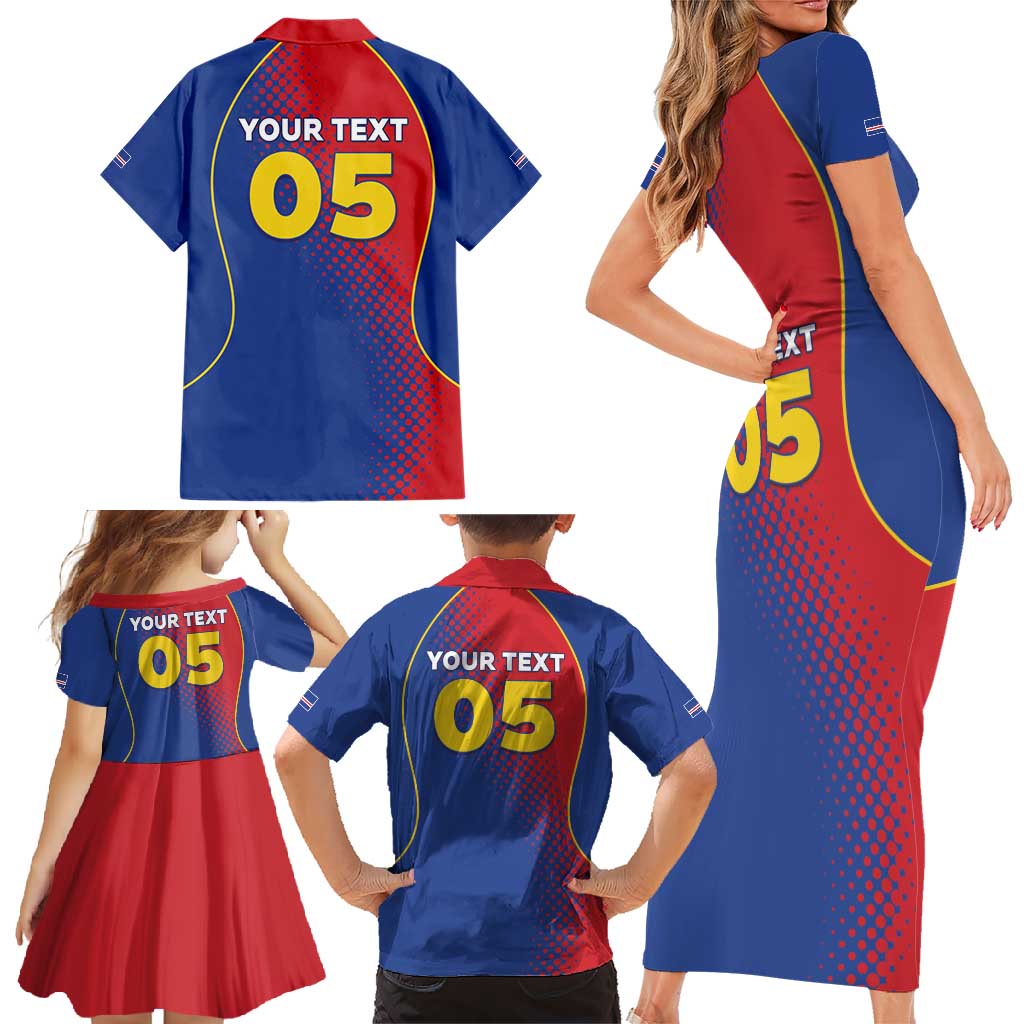 Custom Cape Verde Football Family Matching Short Sleeve Bodycon Dress and Hawaiian Shirt Blue Sharks Make History - Wonder Print Shop