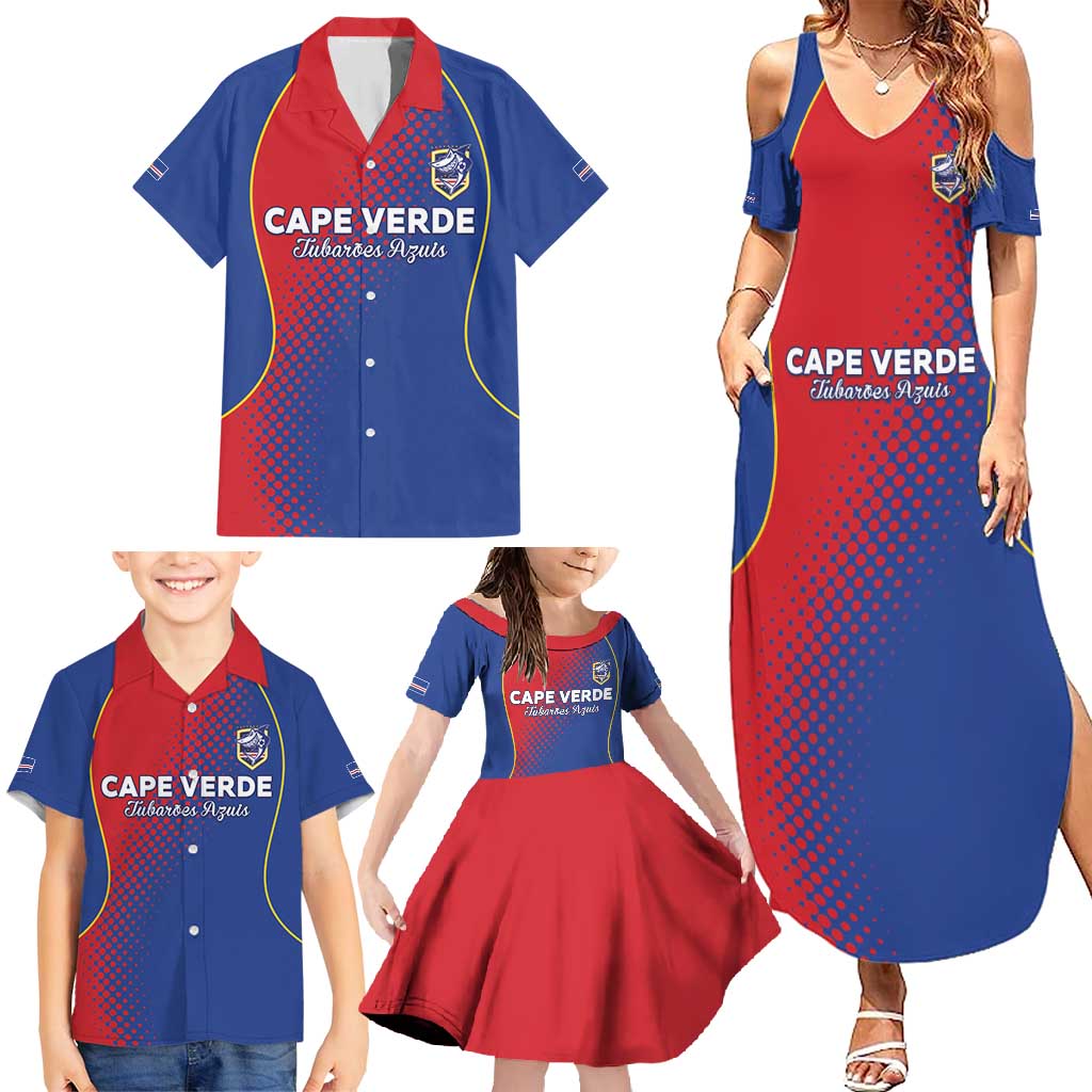 Custom Cape Verde Football Family Matching Summer Maxi Dress and Hawaiian Shirt Blue Sharks Make History - Wonder Print Shop