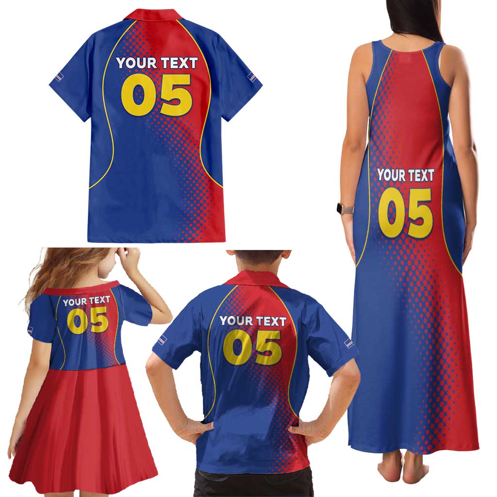 Custom Cape Verde Football Family Matching Tank Maxi Dress and Hawaiian Shirt Blue Sharks Make History - Wonder Print Shop