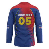 Custom Cape Verde Football Hockey Jersey Blue Sharks Make History - Wonder Print Shop