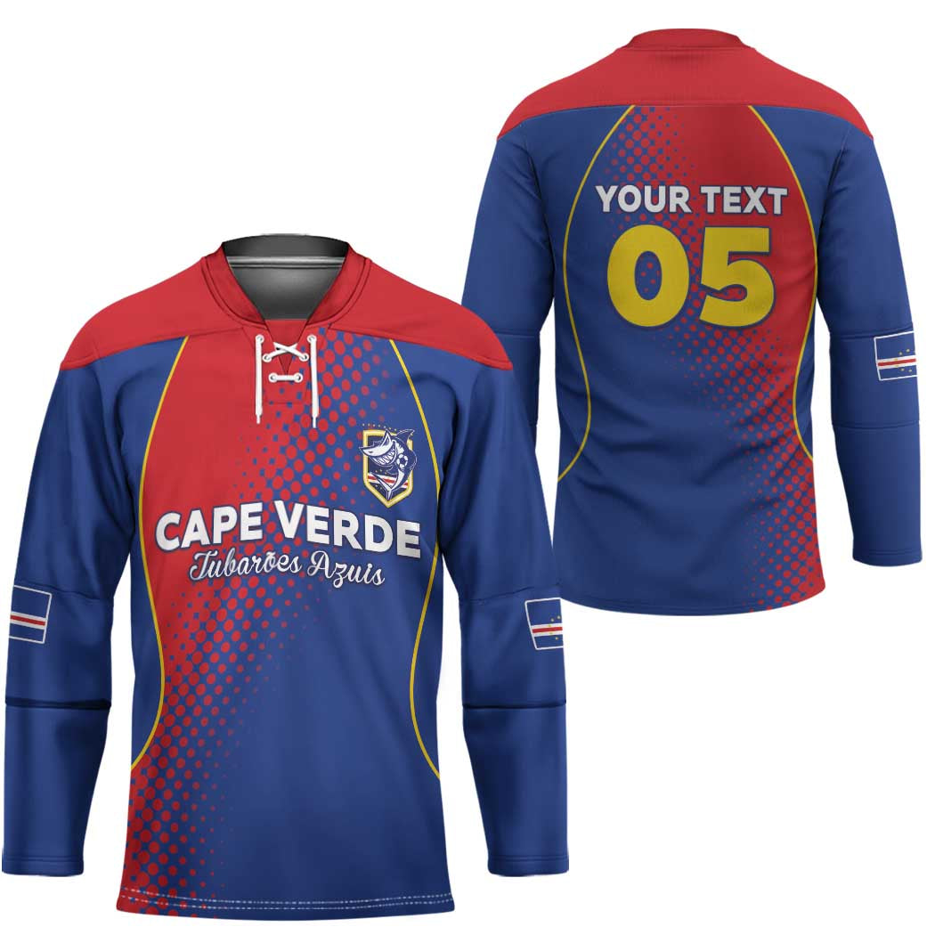 Custom Cape Verde Football Hockey Jersey Blue Sharks Make History - Wonder Print Shop