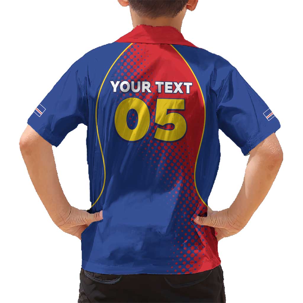 Custom Cape Verde Football Kid Hawaiian Shirt Blue Sharks Make History - Wonder Print Shop