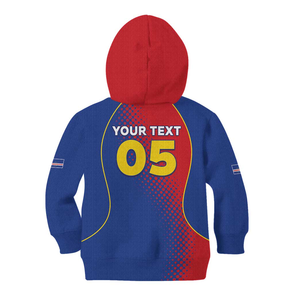 Custom Cape Verde Football Kid Hoodie Blue Sharks Make History - Wonder Print Shop
