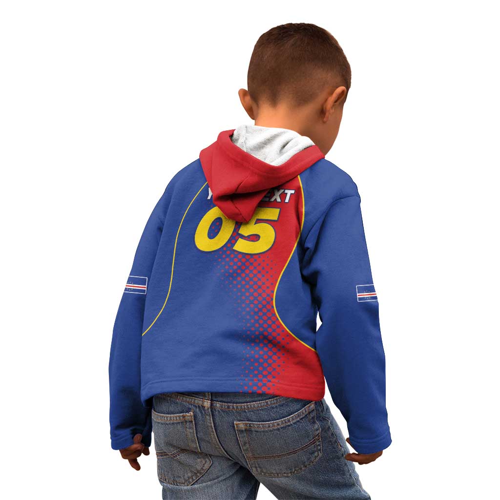 Custom Cape Verde Football Kid Hoodie Blue Sharks Make History - Wonder Print Shop