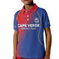 Custom Cape Verde Football Kid Polo Shirt Blue Sharks Make History - Wonder Print Shop